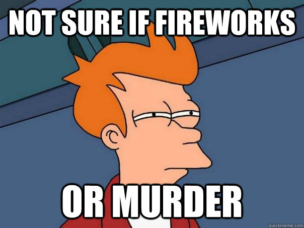 Not sure if fireworks or murder  Futurama Fry