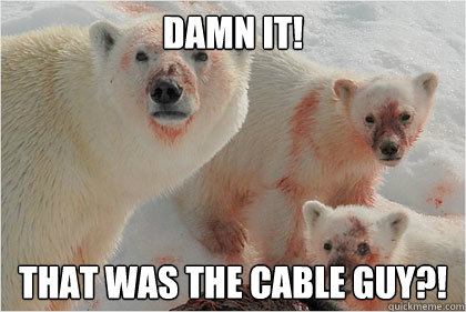 Damn it! That was the cable guy?!  Bad News Bears