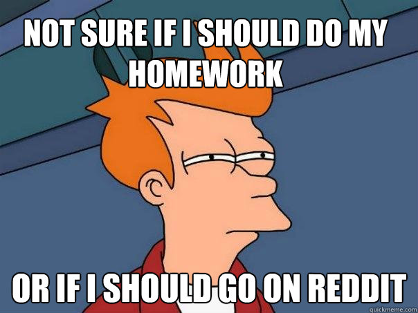 Not sure if I should do my homework or if I should go on reddit  Futurama Fry