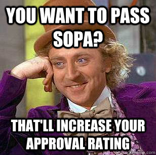 You want to pass SOPA? That'll increase your approval rating   Condescending Wonka