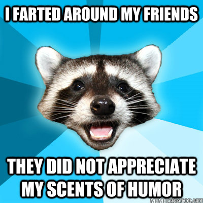 I Farted around my friends  They did not appreciate my scents of humor - I Farted around my friends  They did not appreciate my scents of humor  Lame Pun Coon