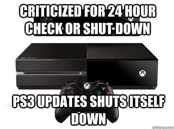 Criticized for 24 hour check or shut down PS3 updates shuts itself down  Xbox