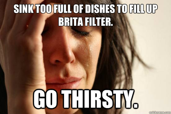 Sink too full of dishes to fill up Brita filter.  Go thirsty. - Sink too full of dishes to fill up Brita filter.  Go thirsty.  First World Problems