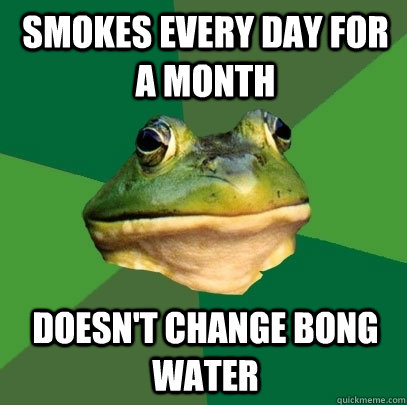 SMOKES EVERY DAY FOR A MONTH DOESN'T CHANGE BONG WATER  Foul Bachelor Frog