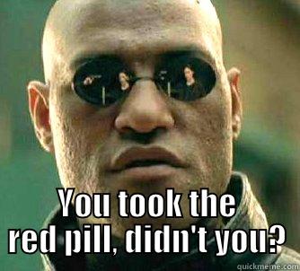  YOU TOOK THE RED PILL, DIDN'T YOU? Matrix Morpheus