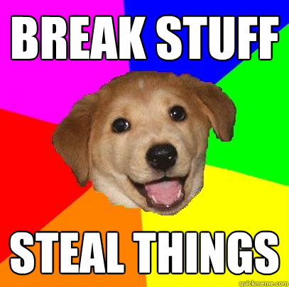 break stuff Steal things  Advice Dog