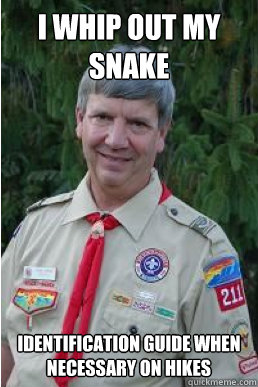 I whip out my snake identification guide when necessary on hikes  Harmless Scout Leader