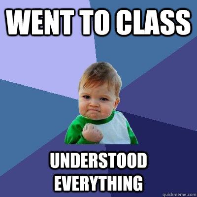 went to class understood everything  Success Kid