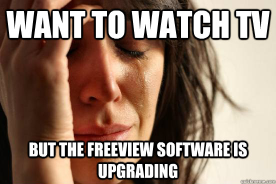 Want to watch tv but the freeview software is upgrading  First World Problems