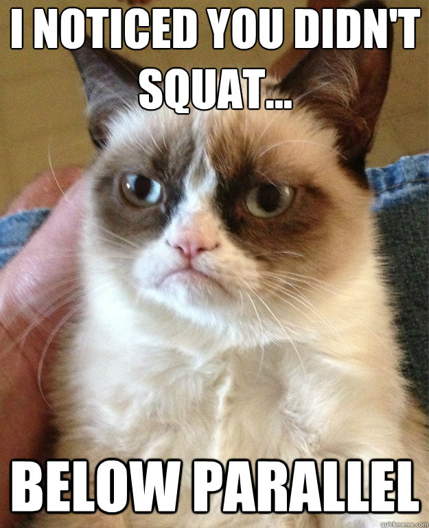 i noticed you didn't 
Squat... below parallel  Grumpy Cat