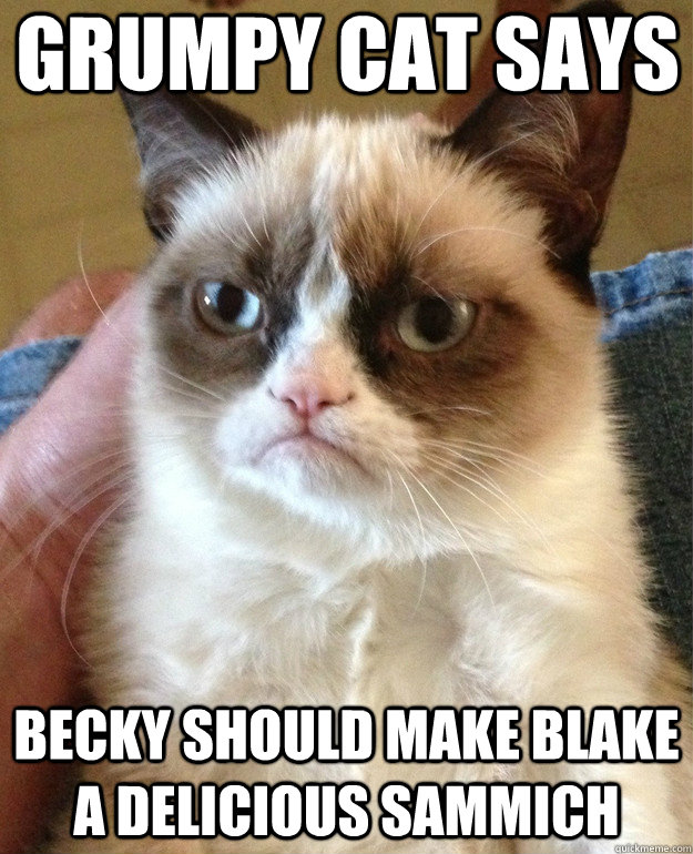 grumpy cat says Becky should make blake a delicious sammich  Grumpy Cat