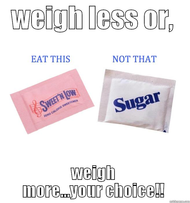 WEIGH LESS OR, WEIGH MORE...YOUR CHOICE!! Misc