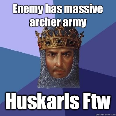 Enemy has massive archer army Huskarls Ftw  Age of Empires