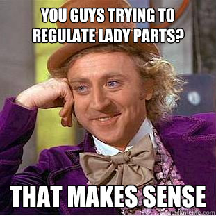 You guys trying to regulate lady parts? That makes sense - You guys trying to regulate lady parts? That makes sense  Condescending Wonka