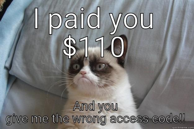 Palomar bookstore lady.. - I PAID YOU $110 AND YOU GIVE ME THE WRONG ACCESS CODE!! Grumpy Cat