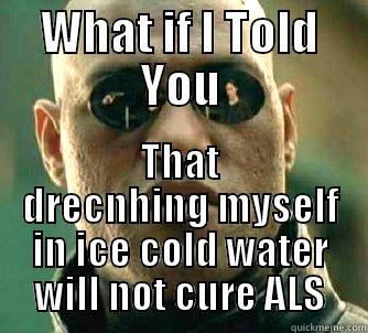 WHAT IF I TOLD YOU THAT DRECNHING MYSELF IN ICE COLD WATER WILL NOT CURE ALS Matrix Morpheus