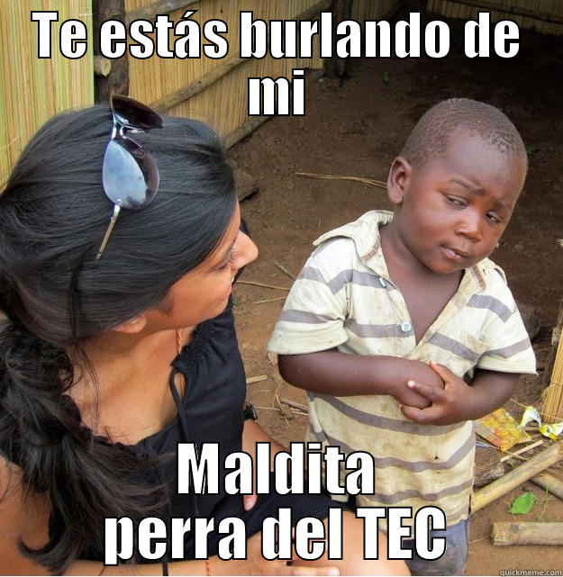 TE ESTÁS BURLANDO DE MI MALDITA PERRA DEL TEC Skeptical Third World Kid