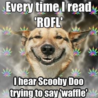 Every time I read 'ROFL' I hear Scooby Doo trying to say 'waffle'  Stoner Dog