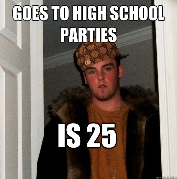 Goes to high school parties is 25   Scumbag Steve