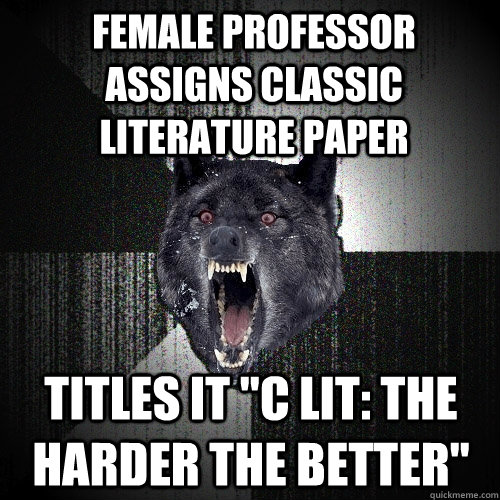 female professor assigns classic literature paper titles it 