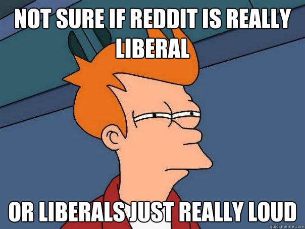 Not sure if reddit is really liberal or liberals just really loud - Not sure if reddit is really liberal or liberals just really loud  Futurama Fry