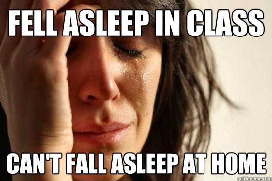 fell asleep in class can't fall asleep at home - fell asleep in class can't fall asleep at home  First World Problems