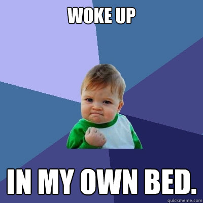 woke up in my own bed.  Success Kid