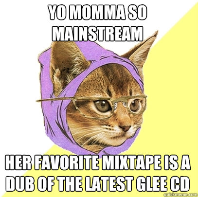 yo momma so mainstream her favorite mixtape is a dub of the latest Glee cd  Hipster Kitty