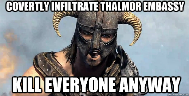 Covertly infiltrate Thalmor Embassy Kill everyone anyway  skyrim