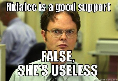 oh nid support - NIDALEE IS A GOOD SUPPORT FALSE, SHE'S USELESS Schrute