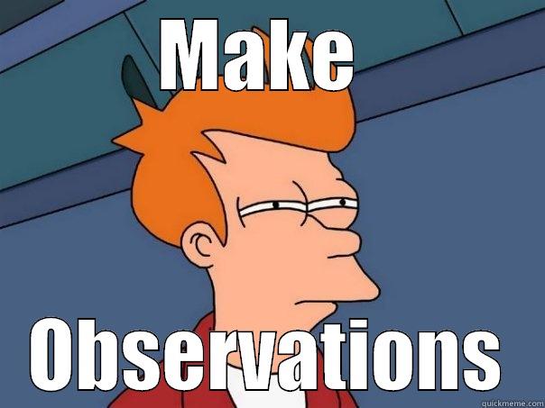 Fry Observe - MAKE  OBSERVATIONS Futurama Fry