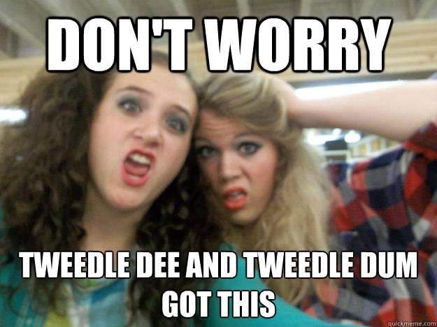 Don't worry tweedle dee and tweedle dum
got this - Don't worry tweedle dee and tweedle dum
got this  Got this