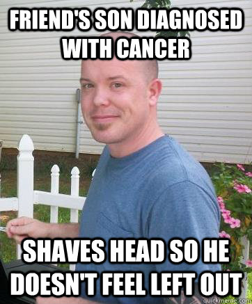 Friend's son diagnosed with cancer shaves head so he doesn't feel left out - Friend's son diagnosed with cancer shaves head so he doesn't feel left out  Kind-hearted Ken