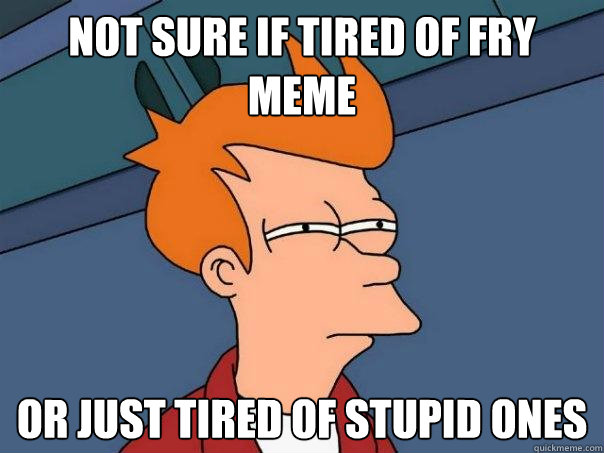 NOT SURE IF TIRED OF FRY MEME OR JUST TIRED OF STUPID ONES - NOT SURE IF TIRED OF FRY MEME OR JUST TIRED OF STUPID ONES  Futurama Fry