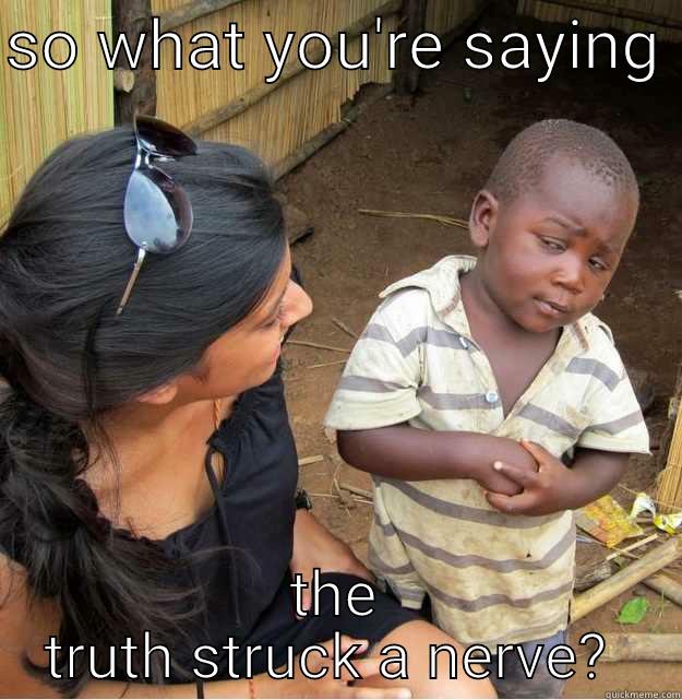 SO WHAT YOU'RE SAYING  THE TRUTH STRUCK A NERVE?  Skeptical Third World Kid