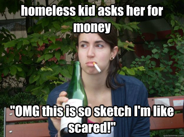 homeless kid asks her for money 