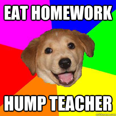 eat homework hump teacher  Advice Dog