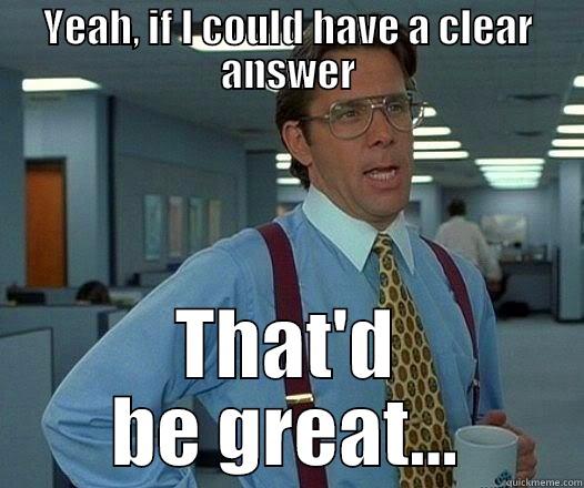 YEAH, IF I COULD HAVE A CLEAR ANSWER THAT'D BE GREAT... Office Space Lumbergh