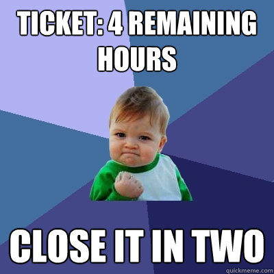 Ticket: 4 remaining hours Close it in two - Ticket: 4 remaining hours Close it in two  Success Kid