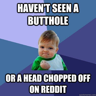 Haven't seen a butthole or a head chopped off on reddit - Haven't seen a butthole or a head chopped off on reddit  Success Kid