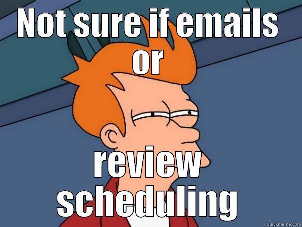 NOT SURE IF EMAILS OR REVIEW SCHEDULING Futurama Fry