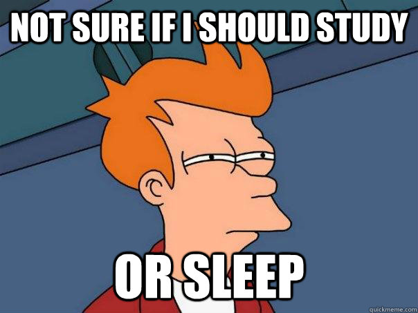 Not sure if I should study Or sleep  Futurama Fry