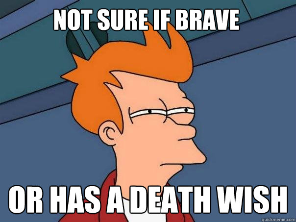 Not sure if brave Or has a death wish  Futurama Fry