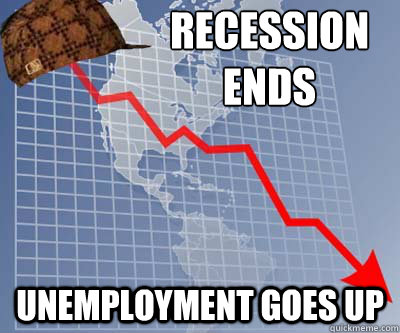 REcession 
Ends Unemployment Goes up  