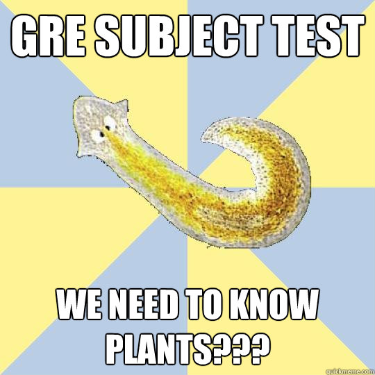 GRE subject test We need to know plants???  Bio Major Planarian