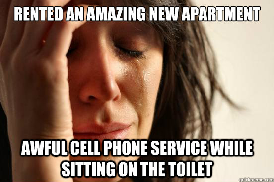 Rented an amazing new apartment Awful cell phone service while sitting on the toilet  First World Problems