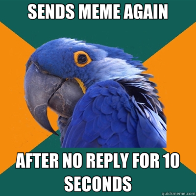 SENDS MEME AGAIN AFTER NO REPLY FOR 10 SECONDS - SENDS MEME AGAIN AFTER NO REPLY FOR 10 SECONDS  Paranoid Parrot