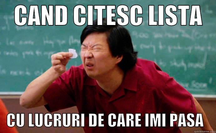 Lista de care imi pasa -    CAND CITESC LISTA       CU LUCRURI DE CARE IMI PASA    Misc