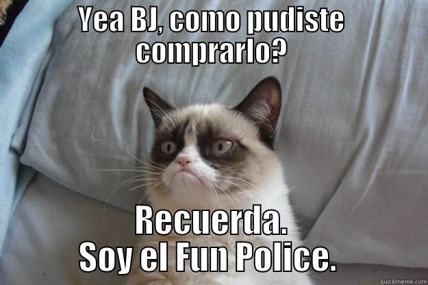 YEA BJ, COMO PUDISTE COMPRARLO? RECUERDA. SOY EL FUN POLICE.  Grumpy Cat