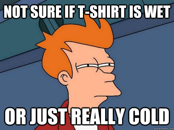 Not sure if T-Shirt is wet Or just Really Cold  Futurama Fry